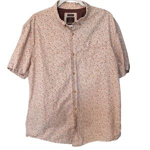 Prana Floral Short Sleeve Organic Cotton Slim Fit Shirt Sz XXL